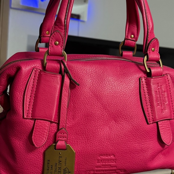 Lauren by Ralph Lauren Fuschia Pink Leather Satchel RARE HTF - Picture 4 of 16
